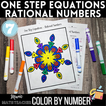 Preview of Color By Number - One Step Equations -Rational Numbers - 7th Grade Math