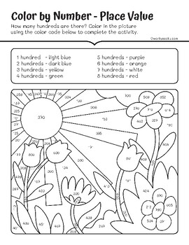 Preview of Color By Number - Place Value - Hundreds Place - Math Worksheet 2nd Grade