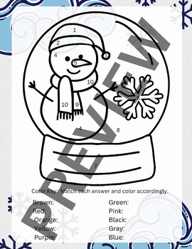 Preview of Color By Number Snow Globe BLANK TEMPLATE