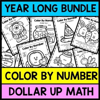 Preview of Color By Number - Special Education - YEAR LONG BUNDLE - Dollar Up - Money
