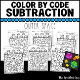 Math Color by Number Subtraction to 20 * Space Theme * Mor