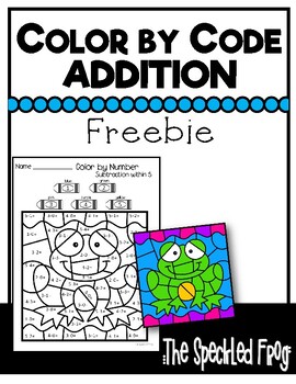 Preview of Math Color By Number Subtraction within 5 * Frog Freebie * Morning Work * Center