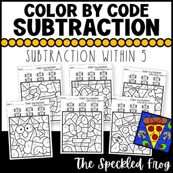 Preview of Color By Number Subtraction within 5 * Morning Work, Centers, Homework Worksheet