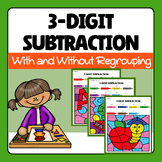 Color By Number Summer 3 Digit Subtraction with Regrouping
