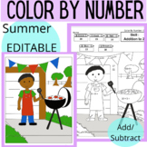 Color By Number | Summer | Addition | Subtraction | EDITAB