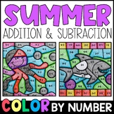 Color By Number - Summer Addition and Subtraction Practice