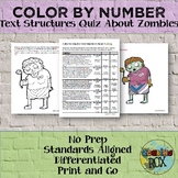Text Structures Color by Number Zombies-Distance Learning Ready