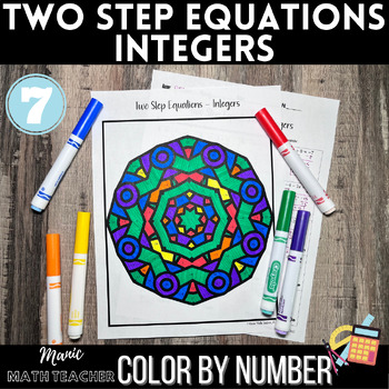 Preview of Color By Number - Two Step Equations - Integers - Coloring Activity