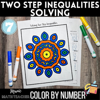 Preview of Color By Number - Two Step Inequalities - Solving - 7th Grade Math