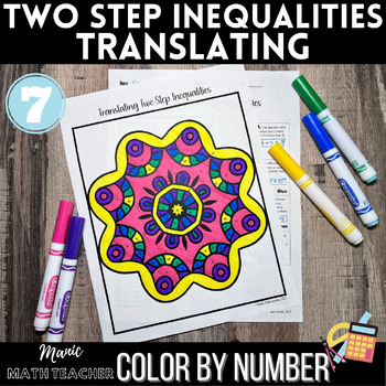 Preview of Color By Number - Two Step Inequalities - Translating - 7th Grade Math