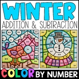 Color By Number - Winter Addition and Subtraction Practice