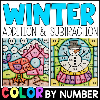 Preview of Color By Number - Winter Addition and Subtraction Practice