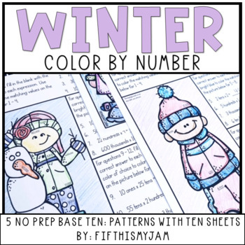 Preview of Color By Number Winter Base Ten Evaluating Expressions