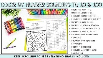 Color By Number (or Color By Code) Rounding to 10 and 100 by The Owl