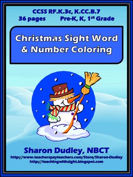 Preview of Christmas Sight Word & Number Coloring