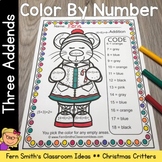 Christmas Color By Number Three Addends Addition