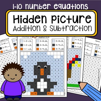 Preview of Color By Numbers Hidden Mystery Picture Addition and Subtraction 1-10