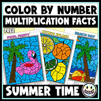 Preview of Color By Numbers - Multiplication Facts - Summer