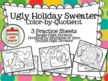 Preview of Color-By-Quotient: Ugly Holiday Sweaters!
