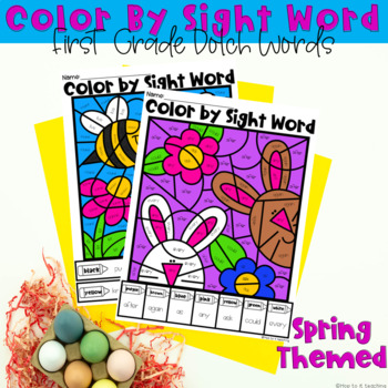 Preview of Color By Sight Word - First Grade Dolch Words (Spring Themed)