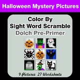 Color By Sight Word Scramble - Halloween Mystery Pictures 