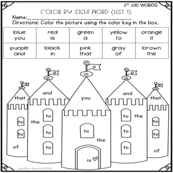 Color By Sight Word {coloring pages} Fry's first 100 words ...