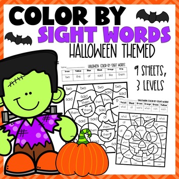 Preview of Color-By-Sight Word | Halloween Themed