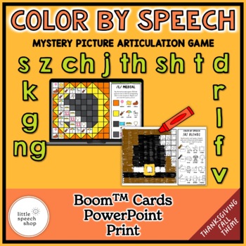 Preview of Color By Speech - BUNDLE - Mystery Picture Articulation Game - Thanksgiving Fall