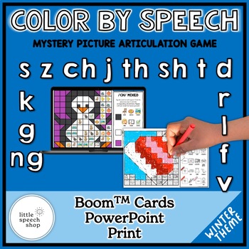 Preview of Color By Speech - BUNDLE - Mystery Picture Articulation Game - Winter Theme