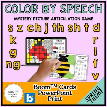 Preview of Color By Speech - Spring Theme BUNDLE - Artic Game - Boom Cards™ PPT Print