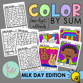 Preview of Color By Sum (1-Digit Addends): MLK Day Edition