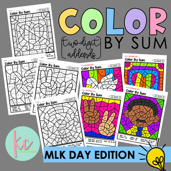 Preview of Color By Sum (2-Digit Addends): MLK Day Edition