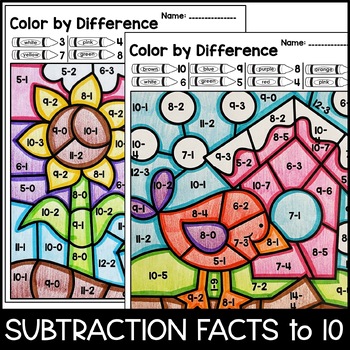 Color By Number: Sum and Difference -Four Seasons Addition ...