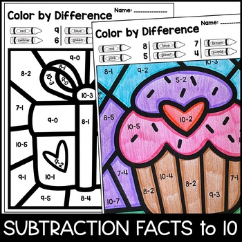 Color By Number: Sum and Difference - Valentine's Day Addition ...