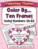 Color By Ten Frame #s10-20!  Valentine Version! Printables, 10 Frames & # Cards!