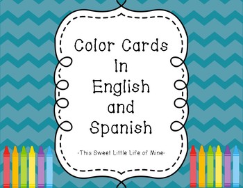 Preview of Color Cards in English and Spanish - Blue Chevron