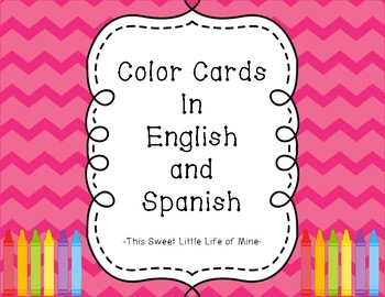 Preview of Color Cards in English and Spanish - Bright Pink Chevron