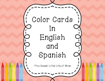 Preview of Color Cards in English and Spanish - Coral Chevron