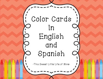 Preview of Color Cards in English and Spanish - Orange Chevron