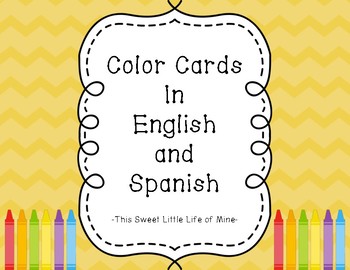 Preview of Color Cards in English and Spanish - Yellow Chevron