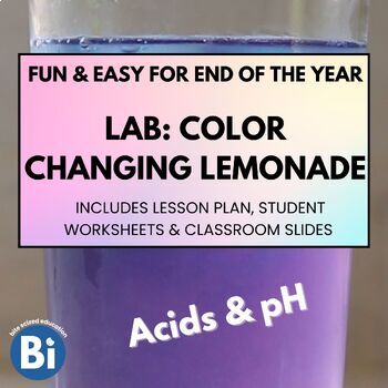 Preview of Color Changing Lemonade Lab (Fun & Easy End of Year Science Activities) (6-8)