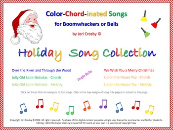Preview of Color Chord-inated HOLIDAY SONGS for Boomwhackers or Bells
