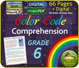 Close Reading Comprehension Color-Coding 6th Grade - Print