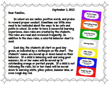 Color Behavior Chart For Classroom