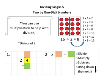 Preview of Color Coded Division - Dividing Single Digits & Two-Digit by One-Digit Numbers