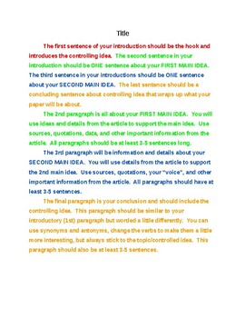 Preview of Color Coded Essay Guide