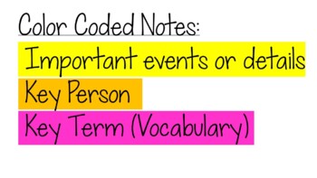 Preview of Color Coded Notes Printable Guide