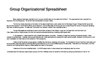 Preview of Color Coded Organizational Grouping Chart