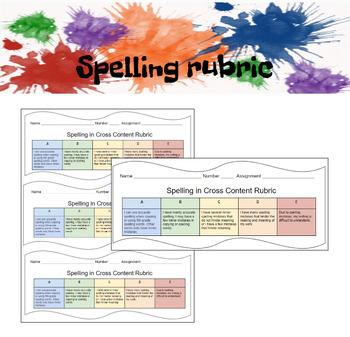 Preview of Color Coded Spelling Rubric
