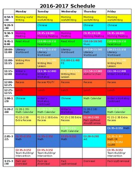 Color-Coded Weekly Schedule by Braden's Bright Minds | TPT